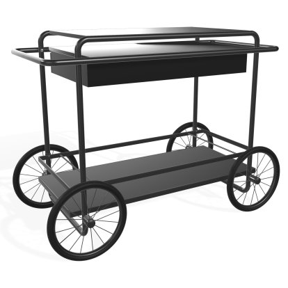 M4RS Servierwagen, Schwarz lackiert / schwarz, Mit Flaschenhalter